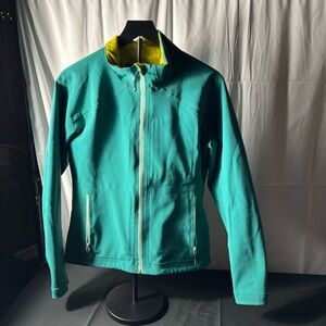 Women's Teal Ski Jacket shell with Yellow Accents